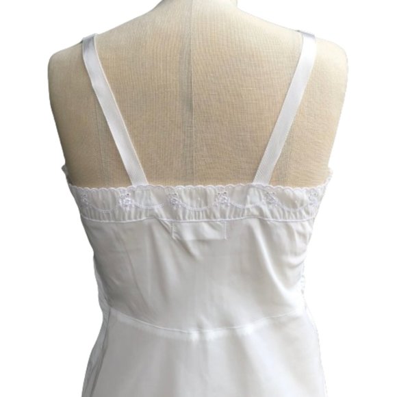 Vintage 50s BARBIZON Contura Tafredda Full Slip Dress Lingerie White Size 15 S/M - Picture 6 of 14
